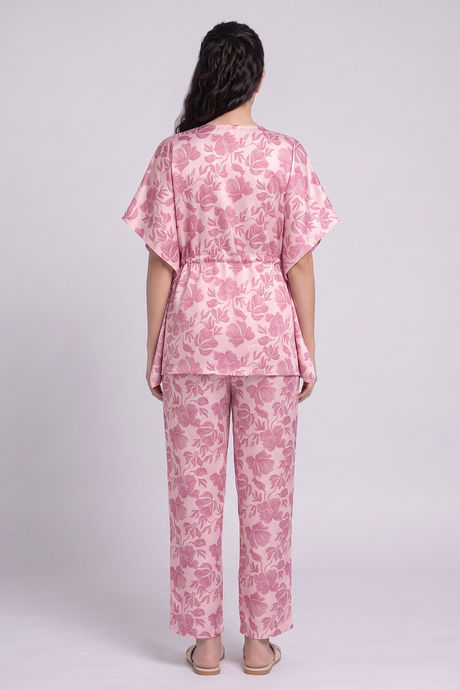 Zivame Satin Kaftan Loungewear Set - Ballet Slipper — image 4